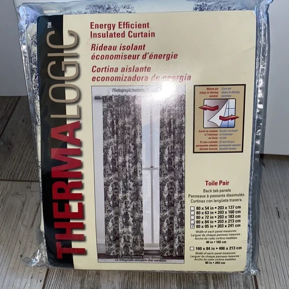 Insulated Toile Curtain Pairs With Rod Pocket And Back Tabs - Picture 4 of 7